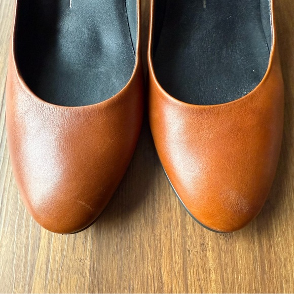 Ecco Heels Womens 38 US 7 Shape 55 Plateau Pump Amber Brown Leather Shoes Career - Picture 4 of 12